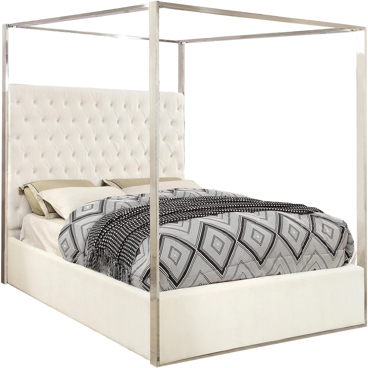 Meridian Porter White Velvet King Bed