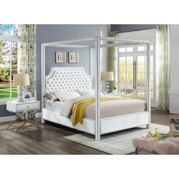Meridian Rowan White Velvet King Bed (3 Boxes)