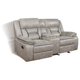 Greer Upholstered Motion Reclining Loveseat Brown