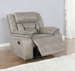 Greer Upholstered Swivel Glider Recliner Chair Brown