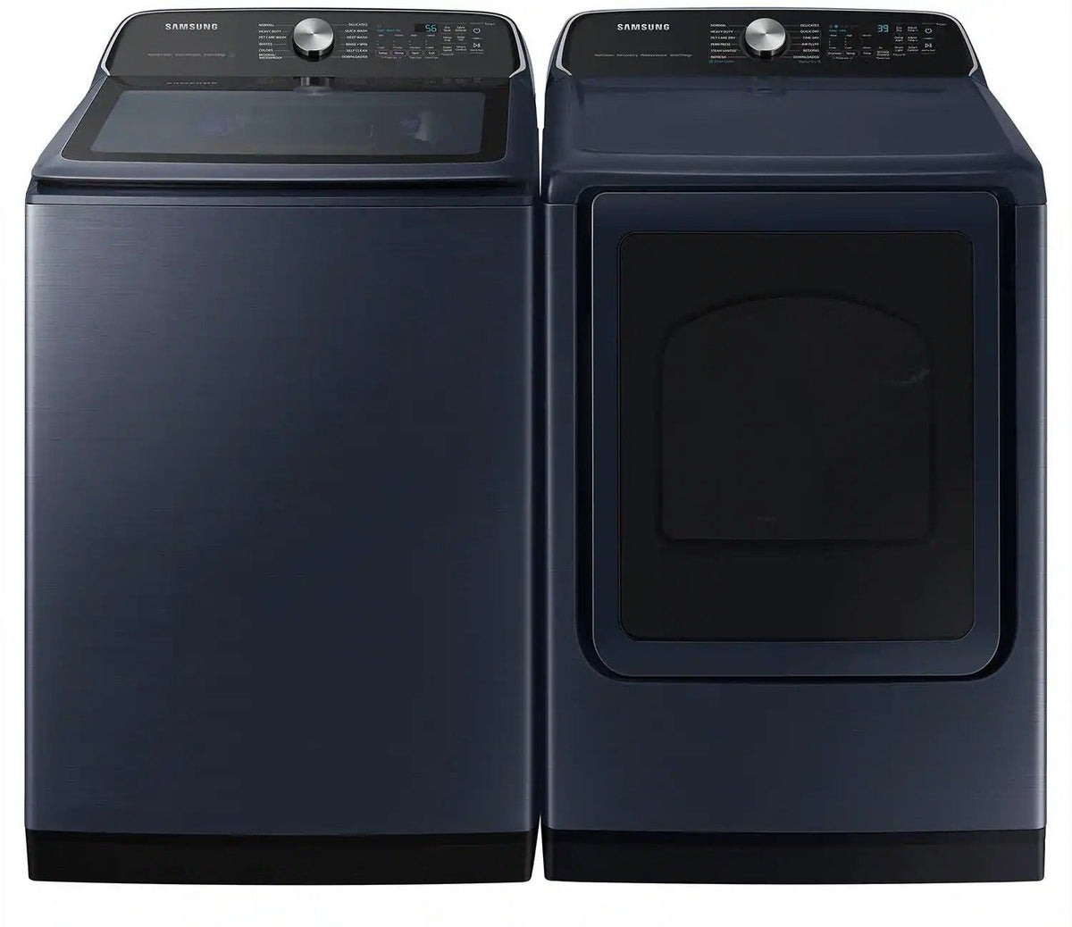 Package - Samsung - 5.4 Cu. Ft. High-Efficiency Smart Top Load Washer with Pet Care Solution and 7.4 Cu. Ft. Smart Electric Dryer with Steam and Pet Care Dry - Brushed Navy