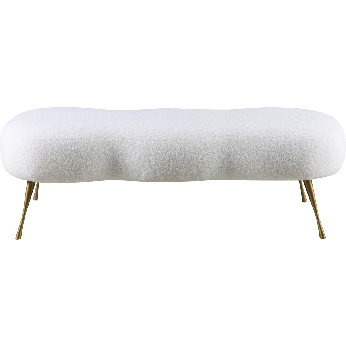 Meridian Nube White Faux Sheepskin Fur Bench