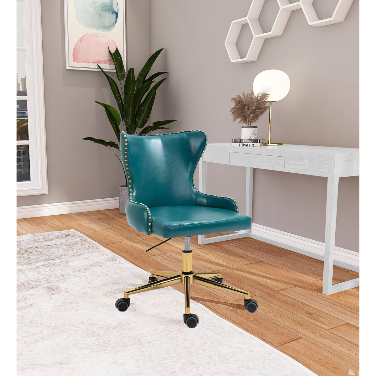 Meridian Hendrix Blue Vegan Leather Office Chair