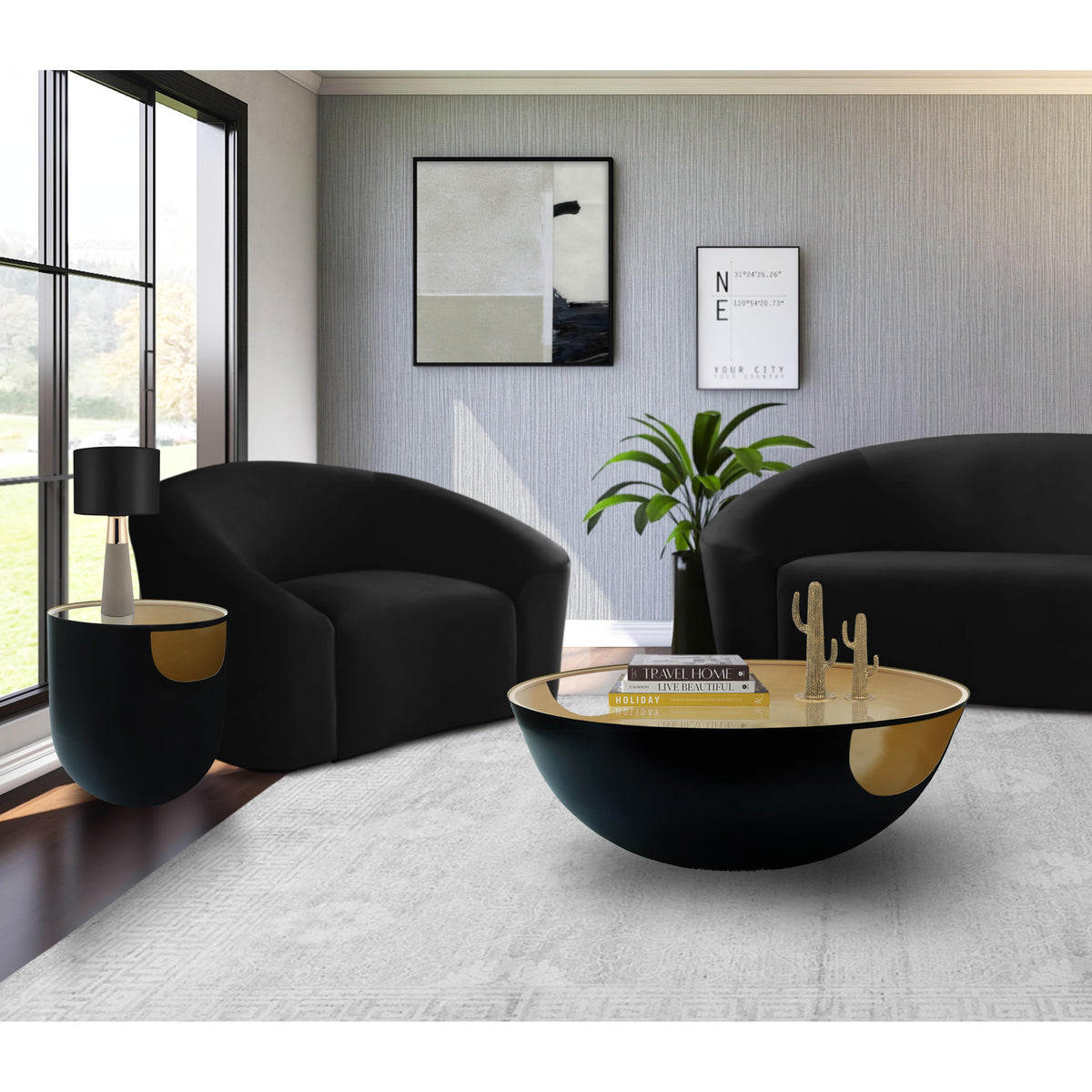 Meridian Doma Black / Gold End Table