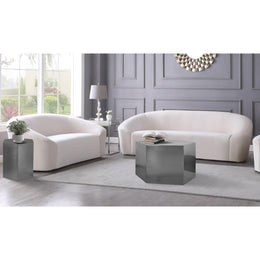 Meridian Hexagon Brushed Chrome End Table