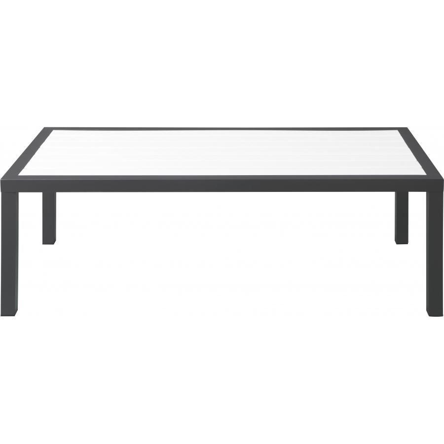 Meridian Nizuc White Wood Look Accent Paneling Outdoor Patio Aluminum Coffee Table