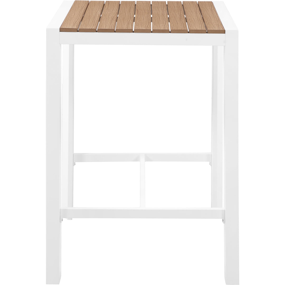Meridian Nizuc Brown Wood Look Accent Paneling Outdoor Patio Aluminum Square Bar Table