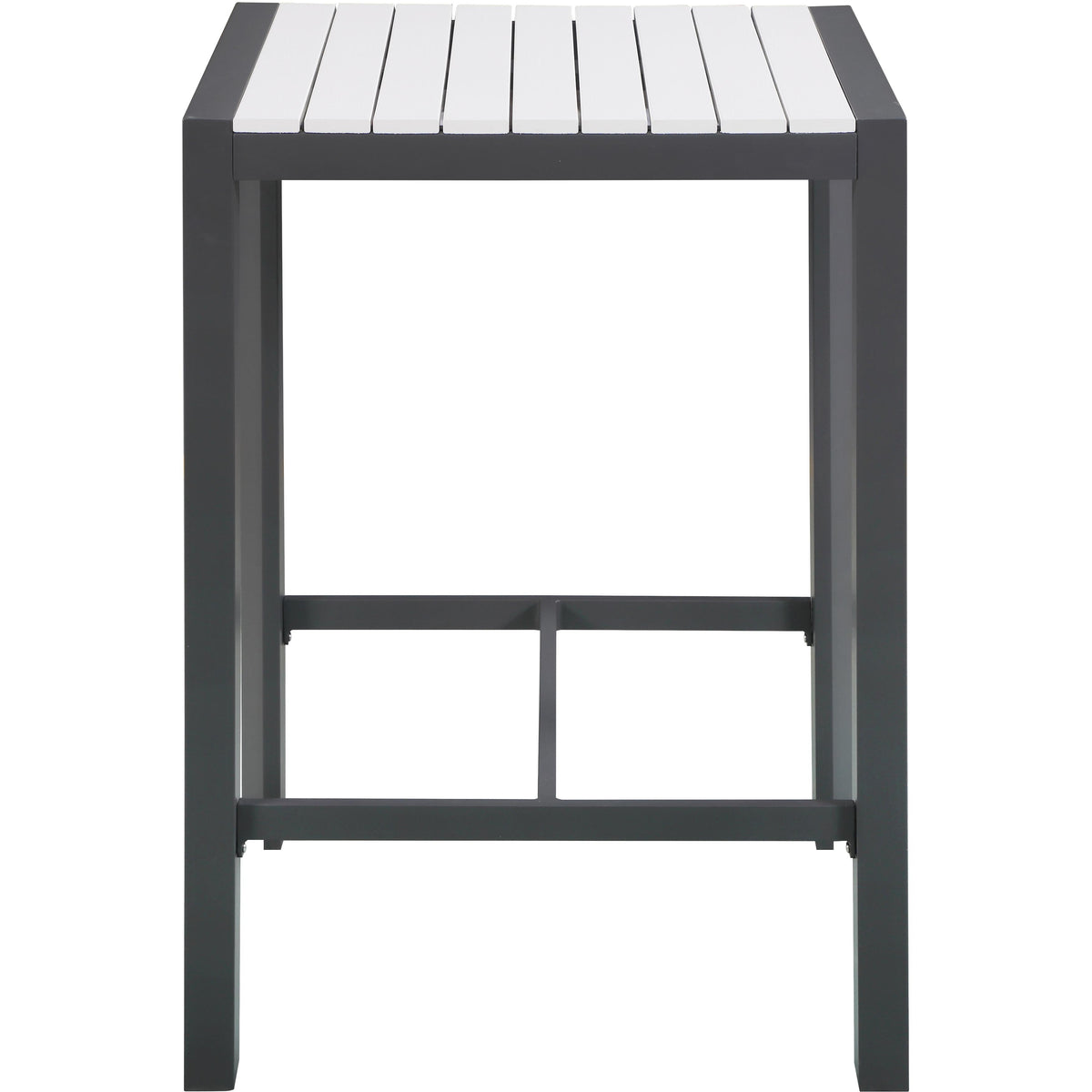 Meridian Nizuc White Wood Look Accent Paneling Outdoor Patio Aluminum Square Bar Table
