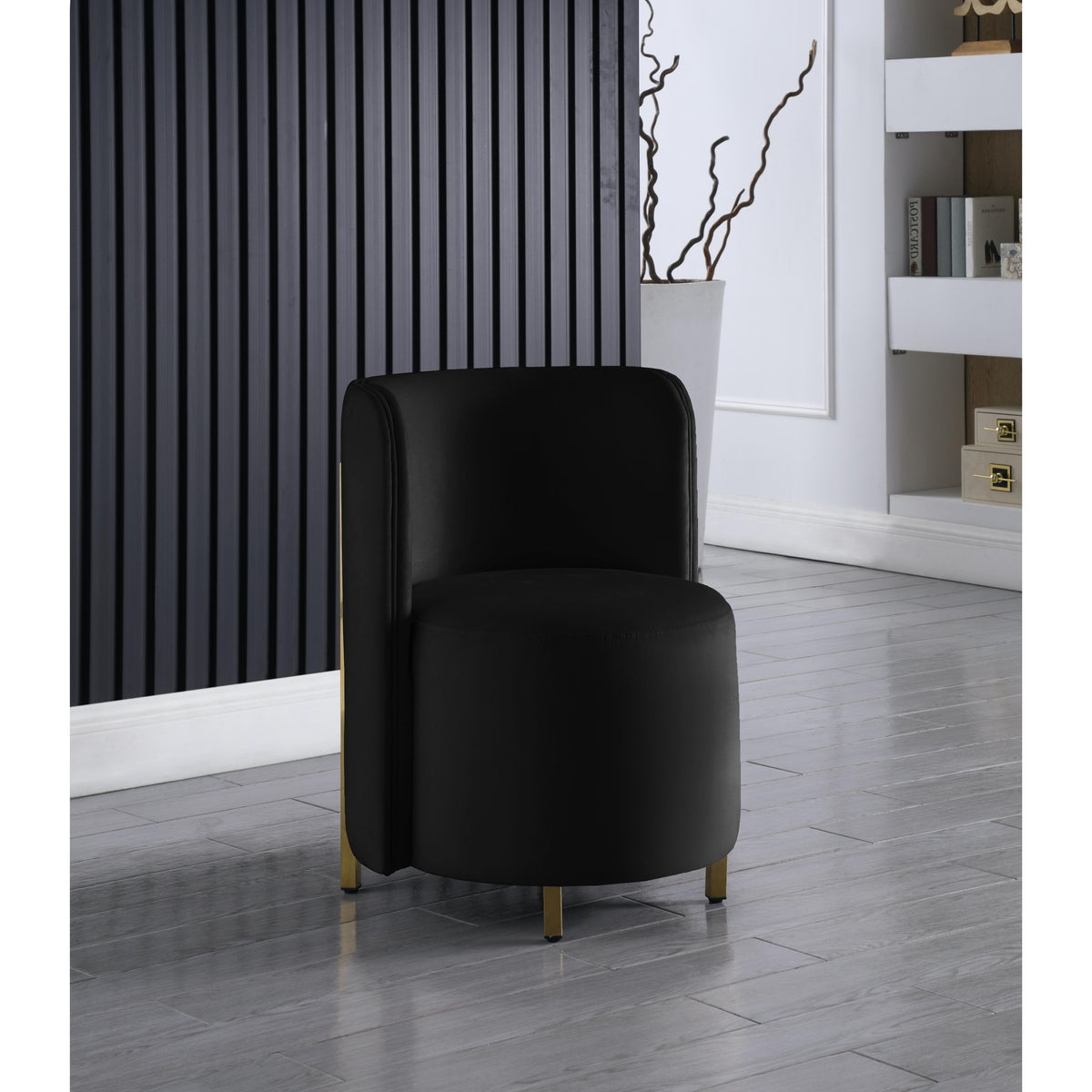 Meridian Rotunda Black Velvet Accent Chair