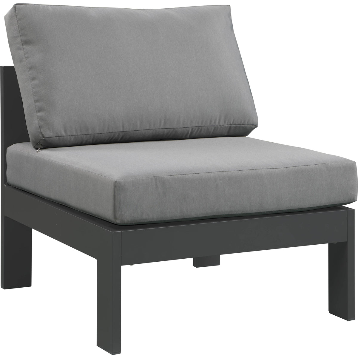 Meridian Nizuc Grey Water Resistant Fabric Outdoor Patio Aluminum Armless Chair