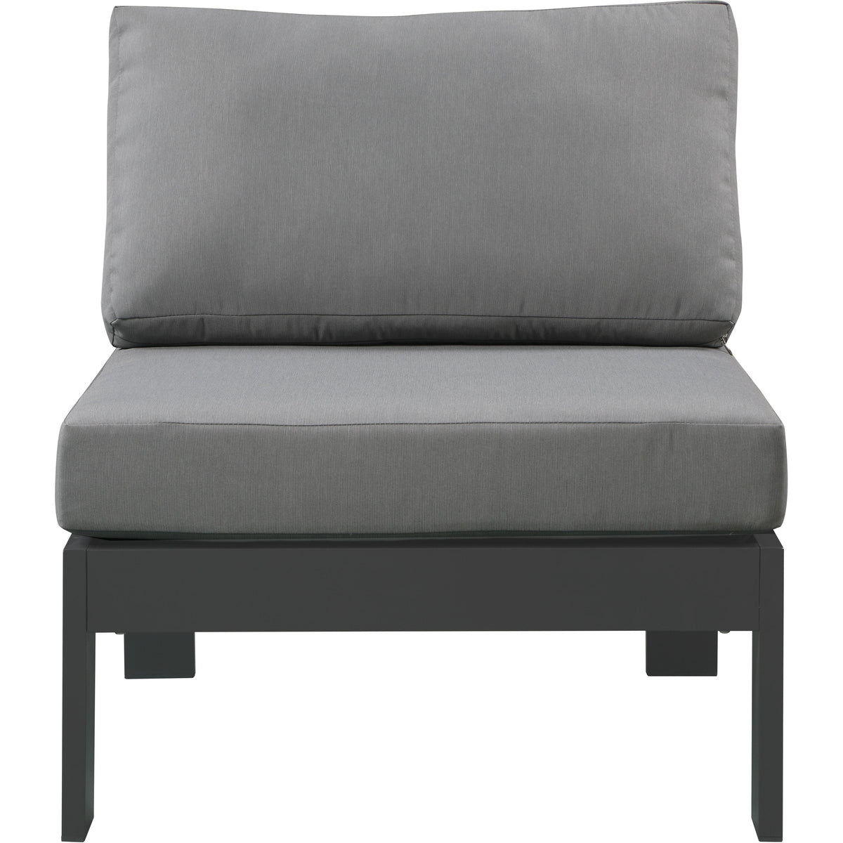 Meridian Nizuc Grey Water Resistant Fabric Outdoor Patio Aluminum Armless Chair