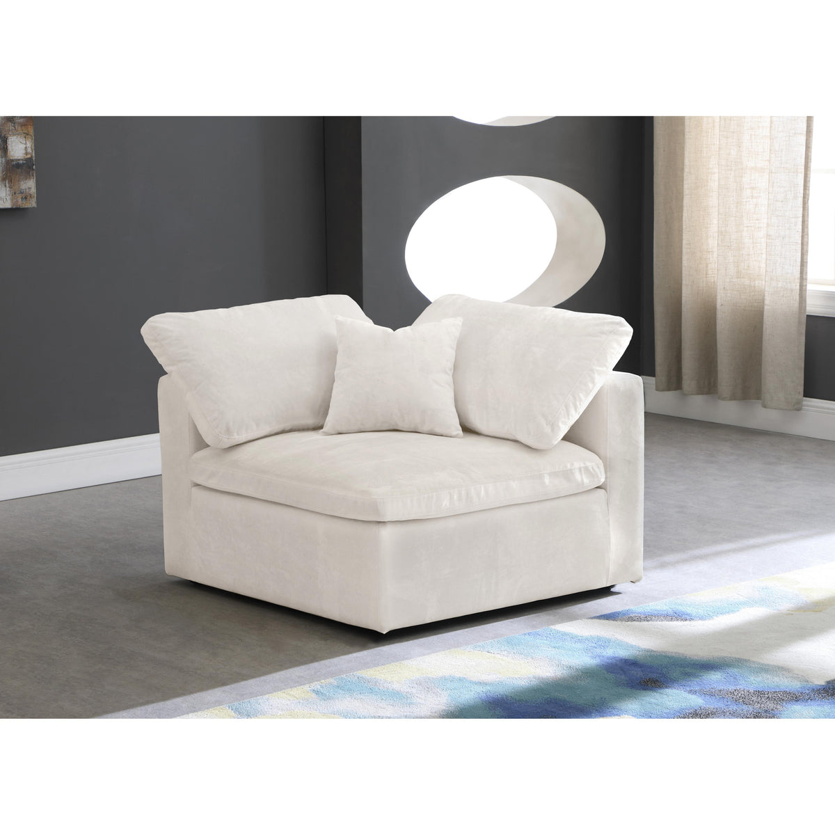 Meridian Cozy Cream Velvet Chair
