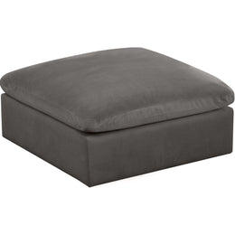 Meridian Cozy Grey Velvet Ottoman