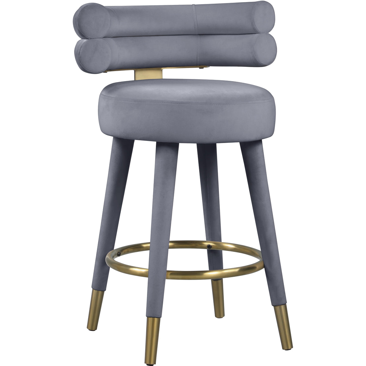Meridian Fitzroy Grey Velvet Counter Stool