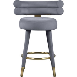 Meridian Fitzroy Grey Velvet Counter Stool