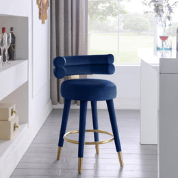 Meridian Fitzroy Navy Velvet Counter Stool