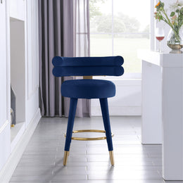 Meridian Fitzroy Navy Velvet Counter Stool