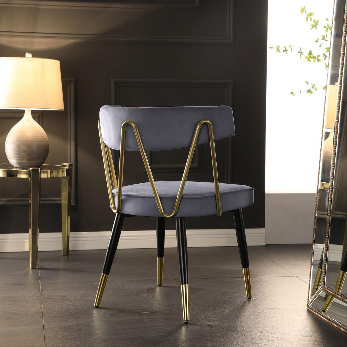 Meridian Rheingold Grey Velvet Dining Chair
