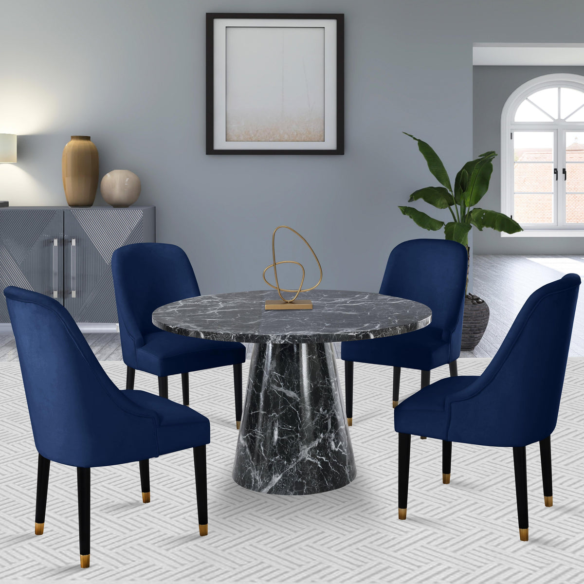 Meridian Omni Navy Velvet Dining Chair