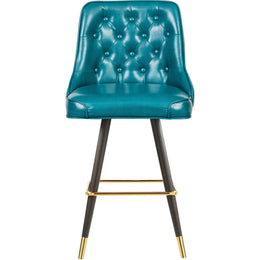 Meridian Portnoy Teal Vegan Leather Counter/Bar Stool