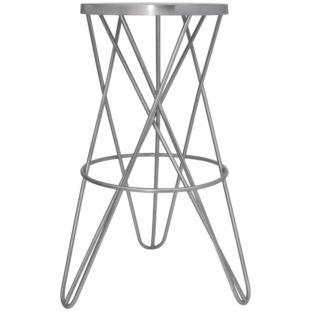 Meridian Mercury Silver Iron Bar Stool