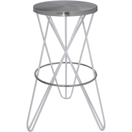 Meridian Mercury White Iron Bar Stool