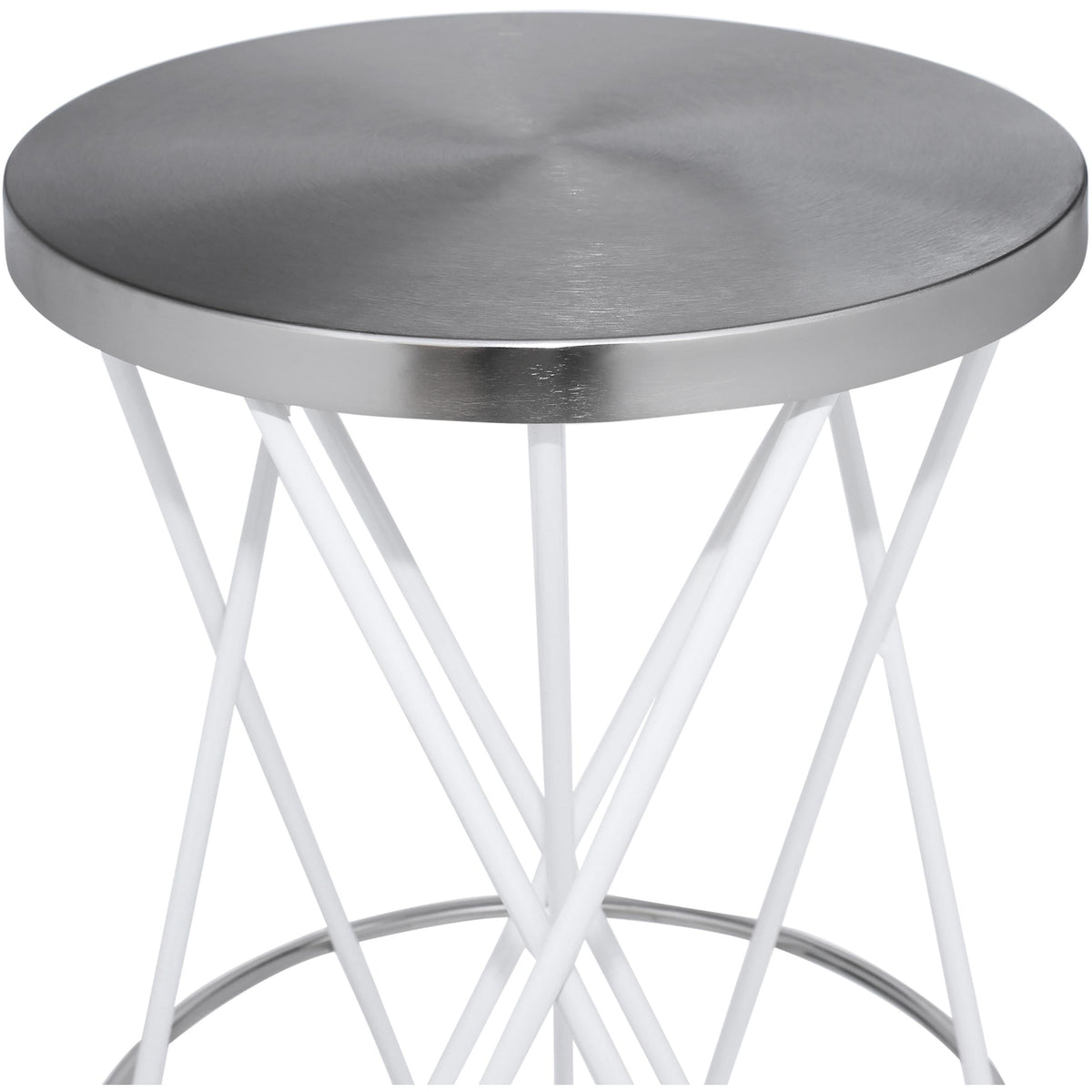 Meridian Mercury White Iron Bar Stool