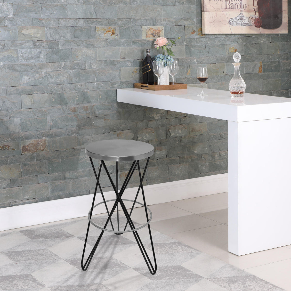 Meridian Mercury Black Iron Bar Stool