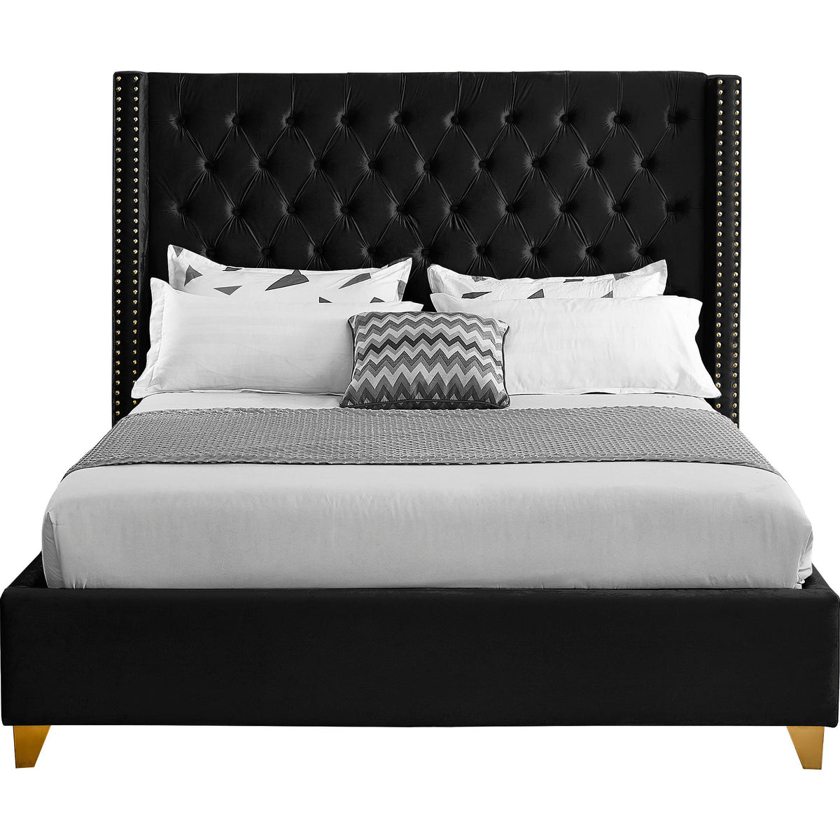 Meridian Barolo Black Velvet Queen Bed