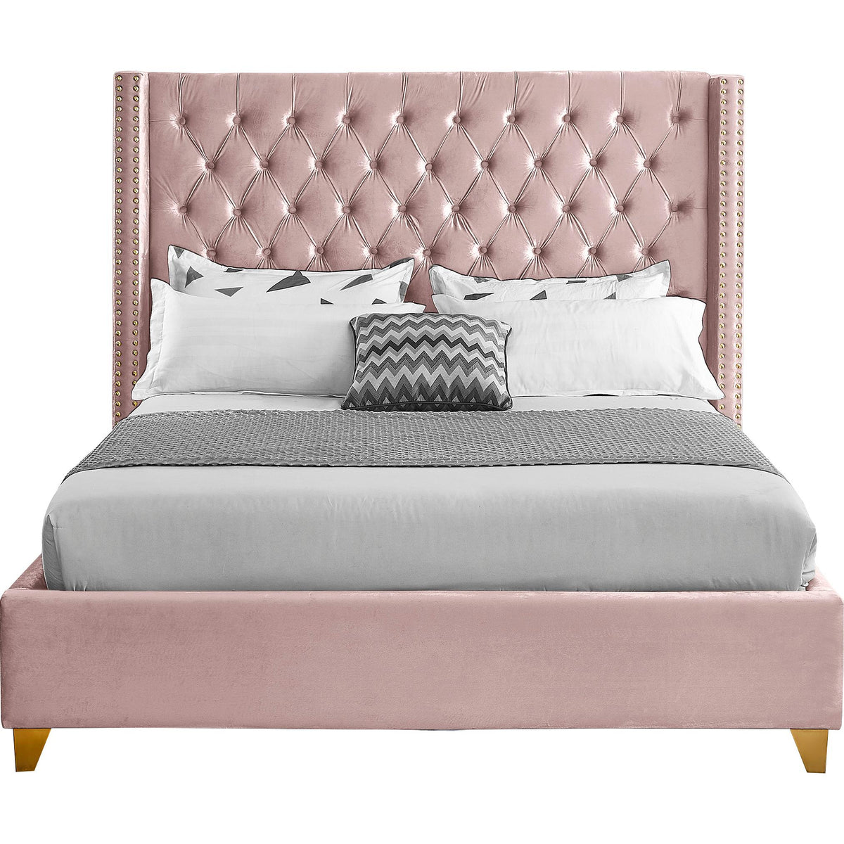 Meridian Barolo Pink Velvet King Bed