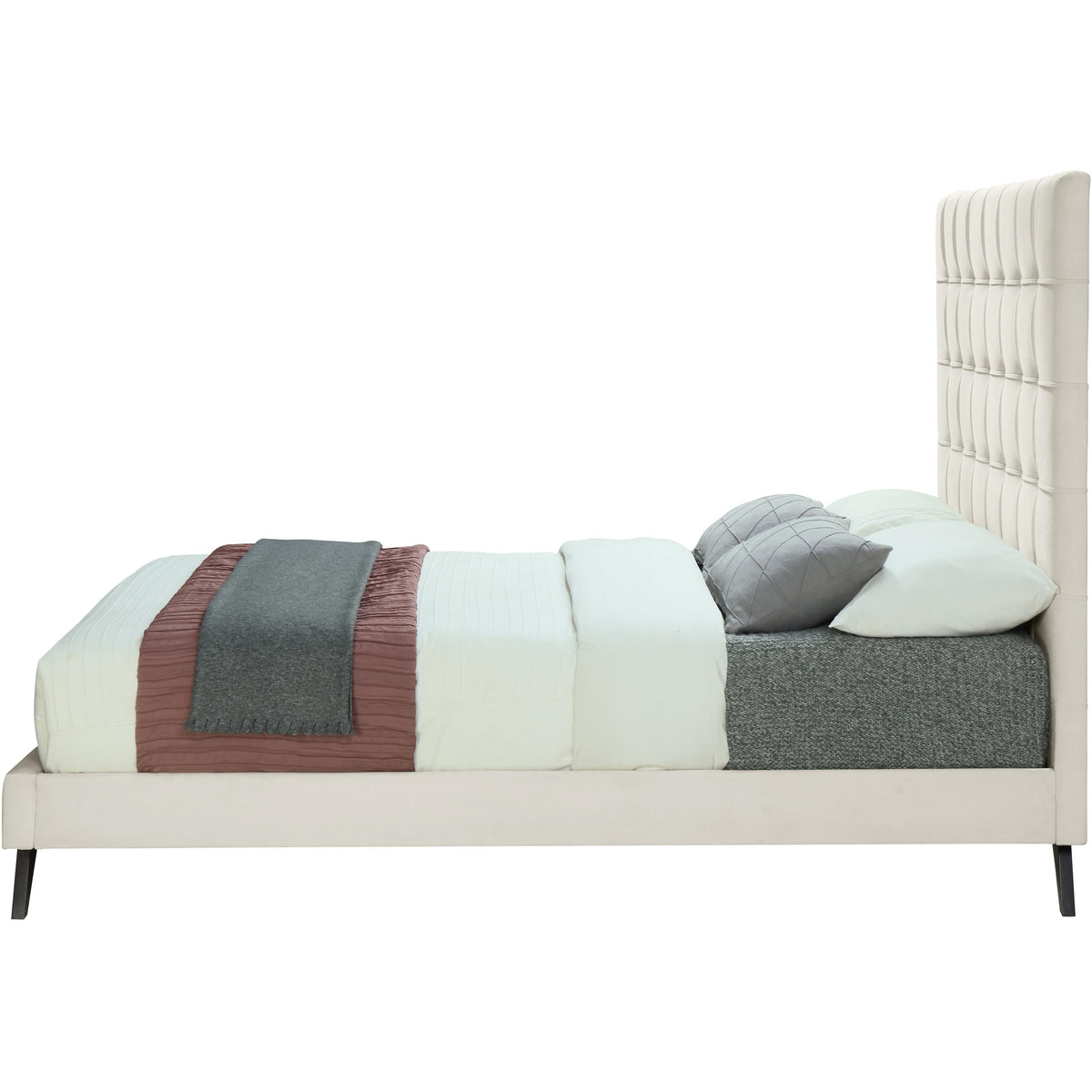 Meridian Elly Cream Velvet Full Bed