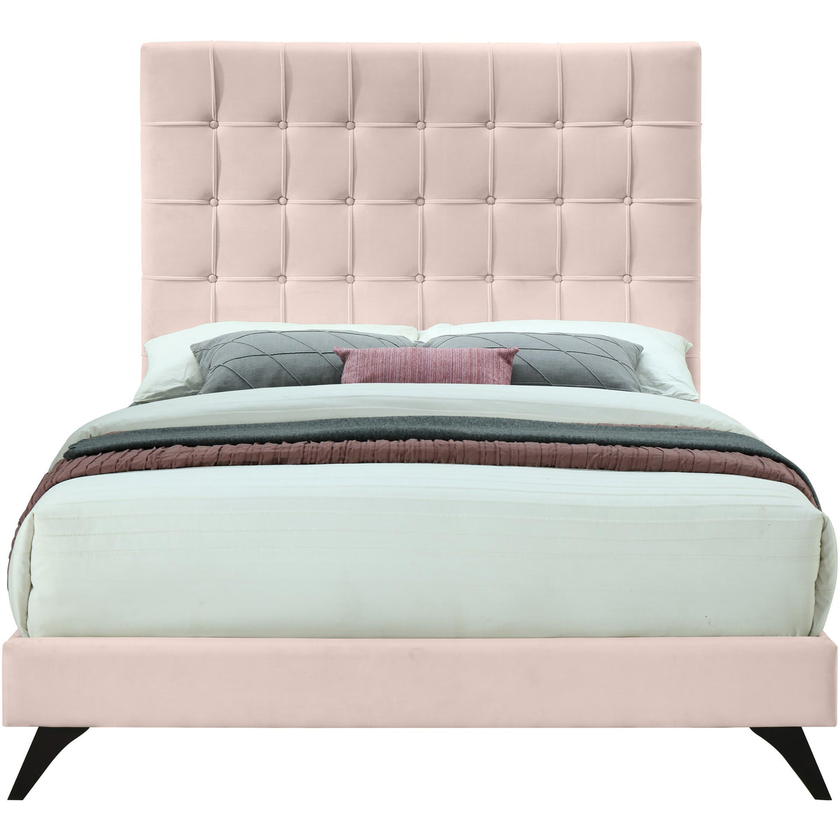 Meridian Elly Pink Velvet Full Bed