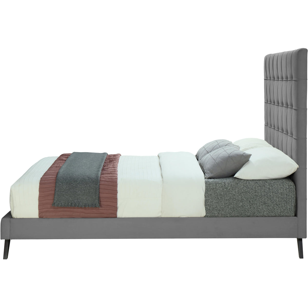 Meridian Elly Grey Velvet King Bed