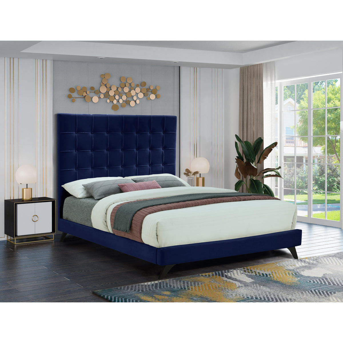 Meridian Elly Navy Velvet King Bed