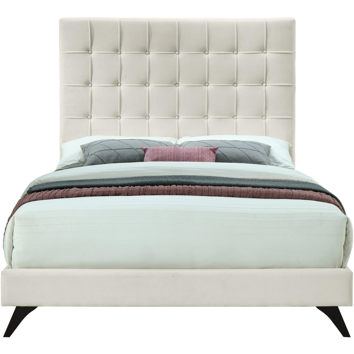 Meridian Elly Cream Velvet Queen Bed