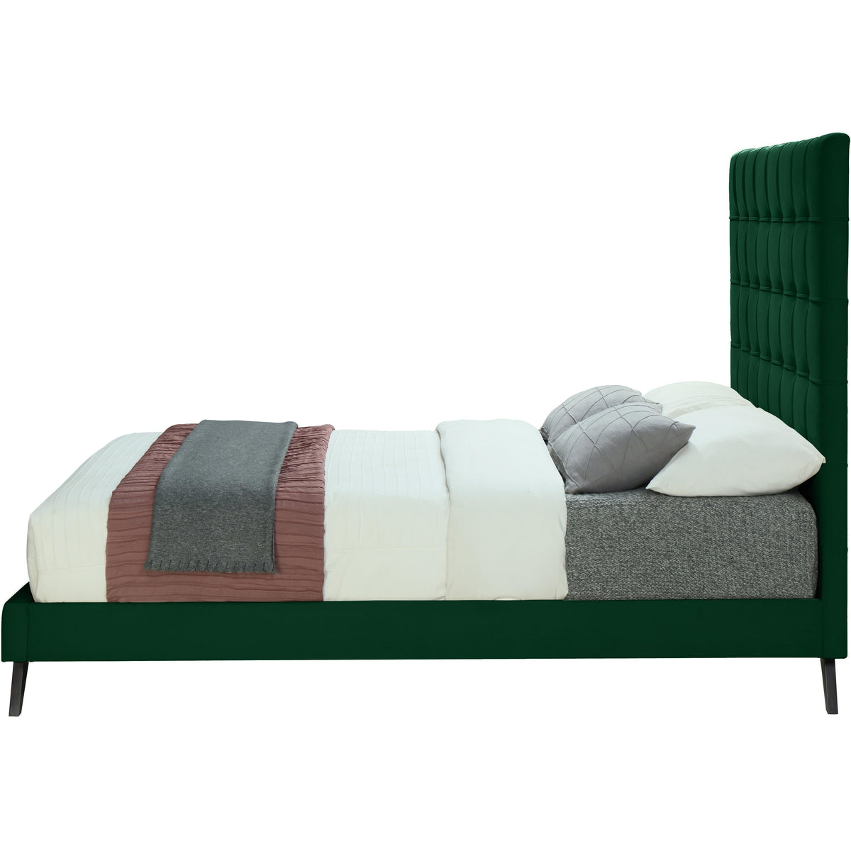 Meridian Elly Green Velvet Queen Bed