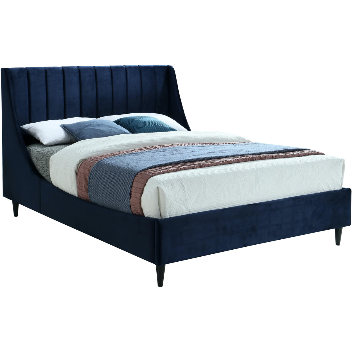 Meridian Eva Navy Velvet Full Bed