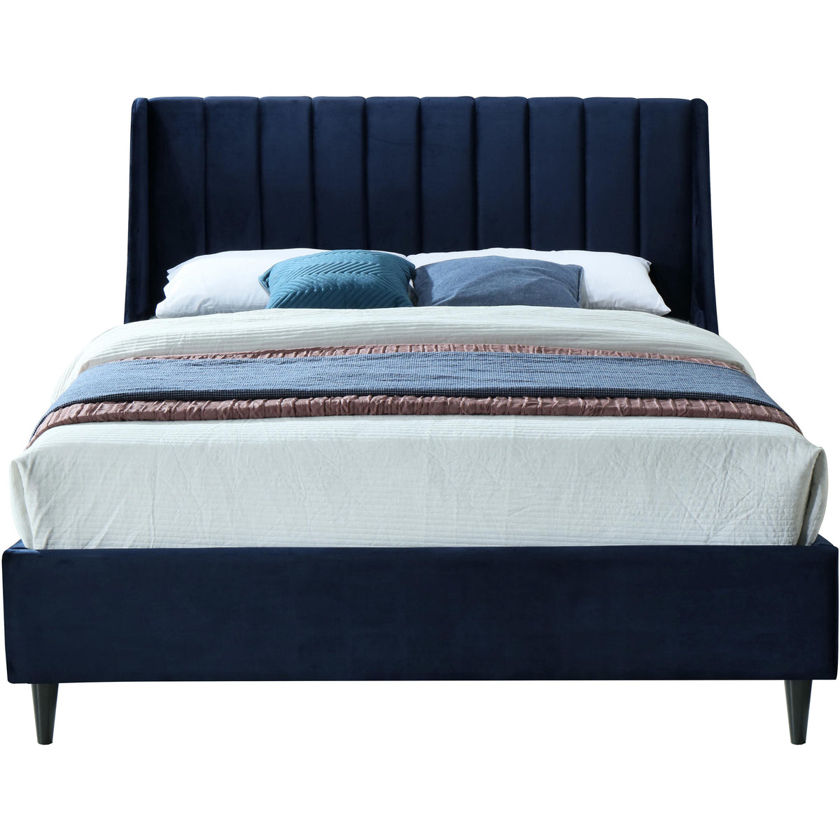 Meridian Eva Navy Velvet Full Bed