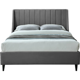 Meridian Eva Grey Velvet King Bed