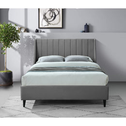 Meridian Eva Grey Velvet King Bed