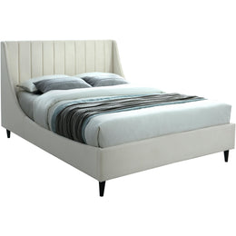 Meridian Eva Cream Velvet Queen Bed