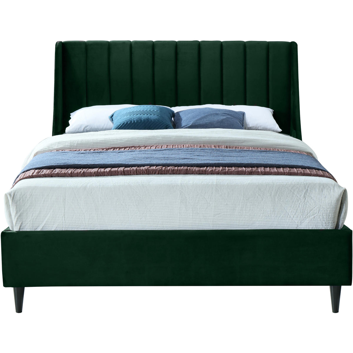 Meridian Eva Green Velvet Queen Bed