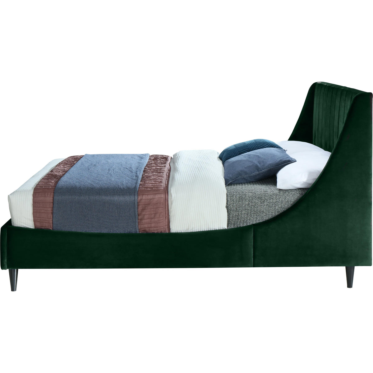 Meridian Eva Green Velvet Queen Bed