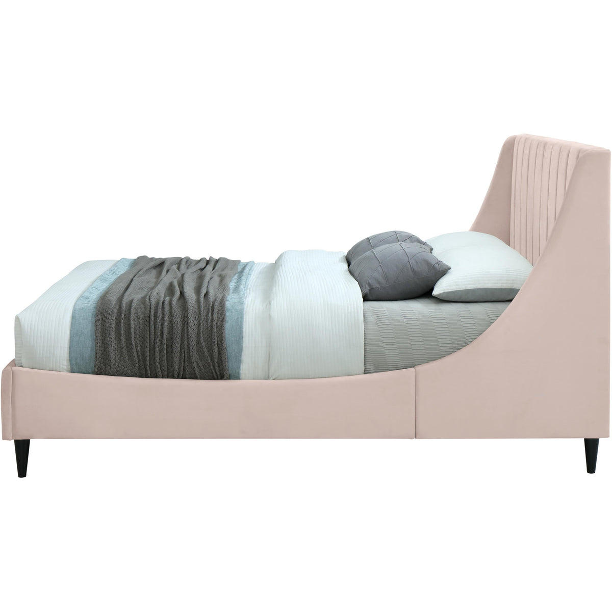 Meridian Eva Pink Velvet Queen Bed