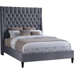 Meridian Fritz Grey Velvet King Bed