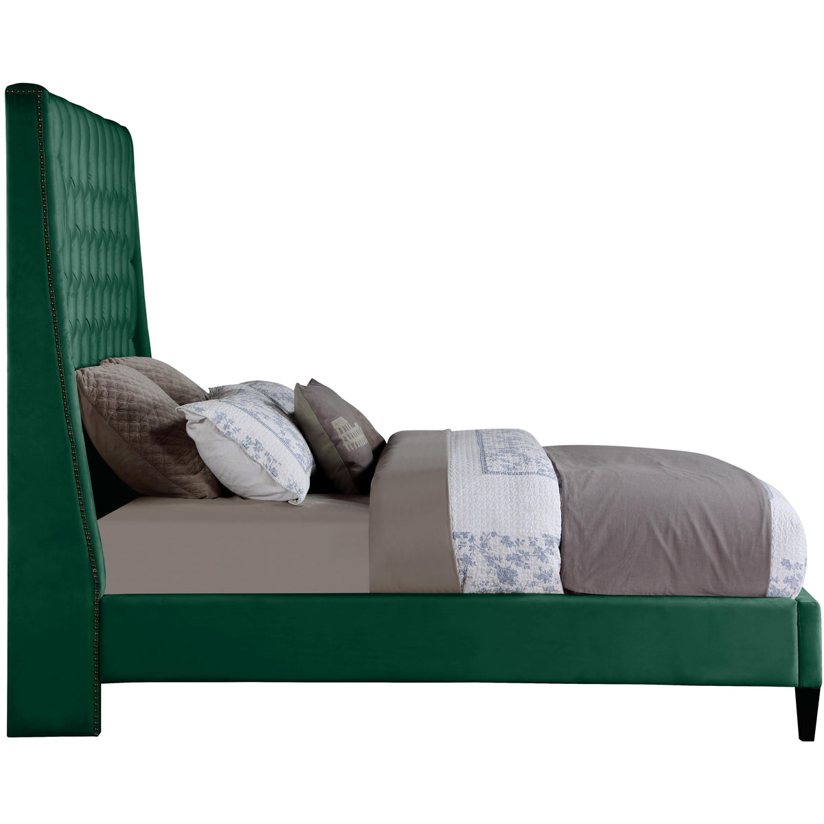 Meridian Fritz Green Velvet Queen Bed
