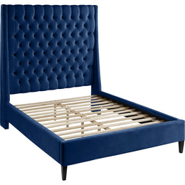 Meridian Fritz Navy Velvet Queen Bed