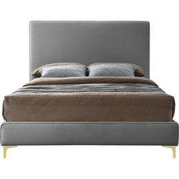 Meridian Geri Grey Velvet Full Bed