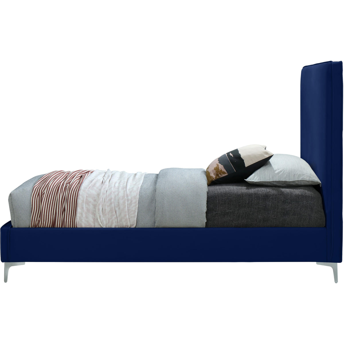 Meridian Geri Navy Velvet King Bed