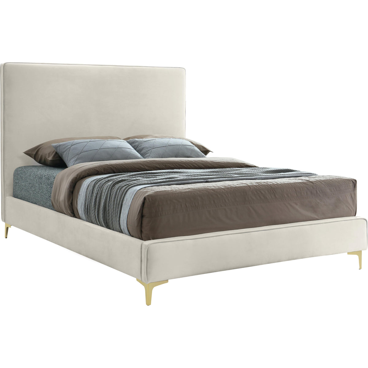 Meridian Geri Cream Velvet Queen Bed